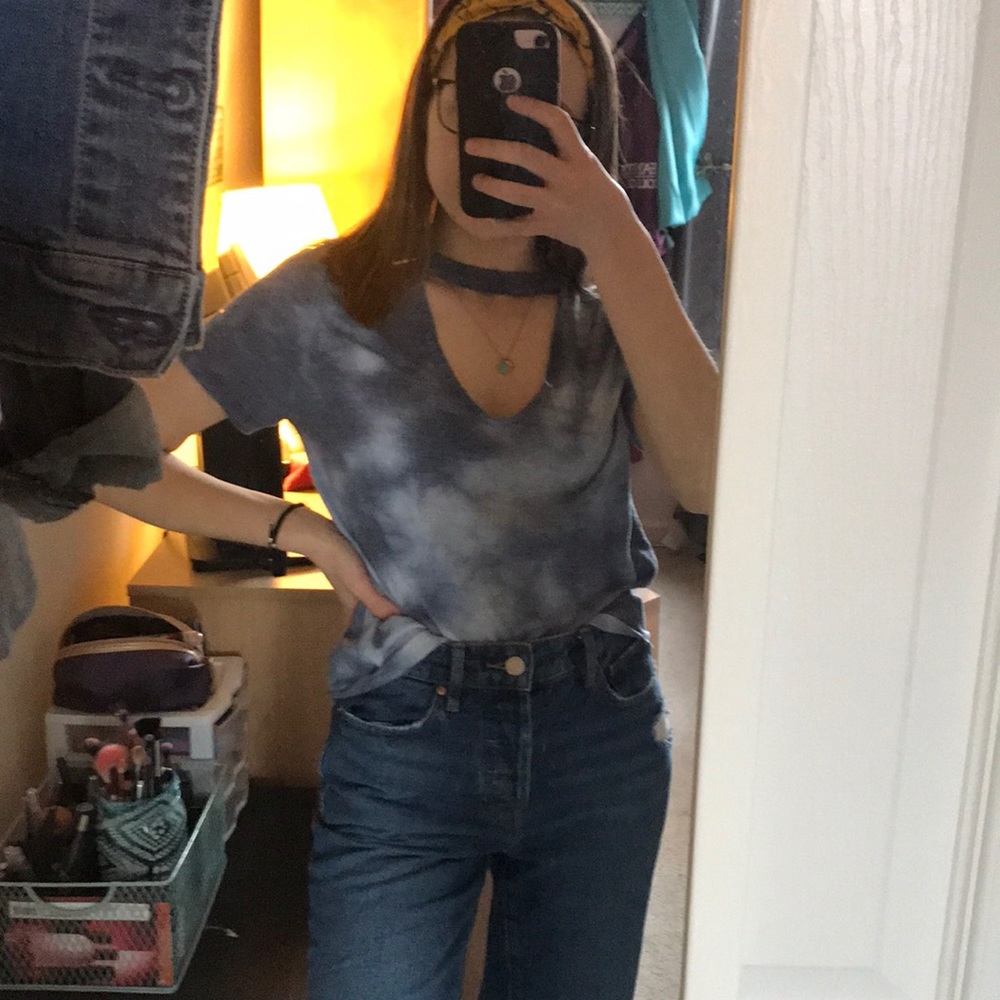 Blue Tee with Cutout